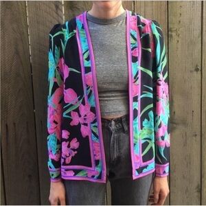 Vintage Silky Tropical Cardigan